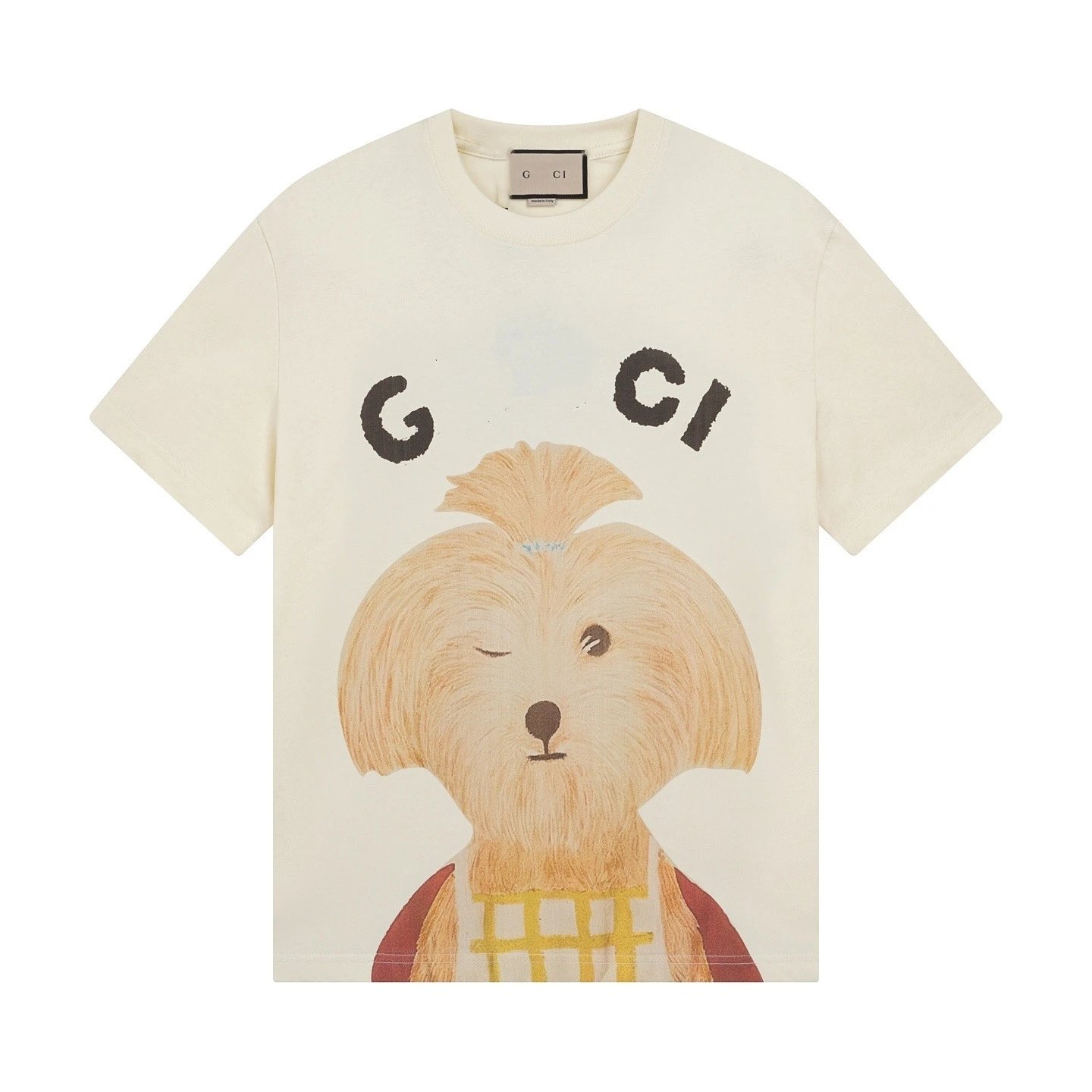 Cartoon Animal Print Cotton Tee Shirt Ecru - Gucci - Cnfans - $23.55