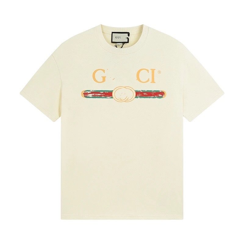 Casual Letter Print Cotton Unisex Tee Shirt - Off White - Gallery Image 5 - Detailed View