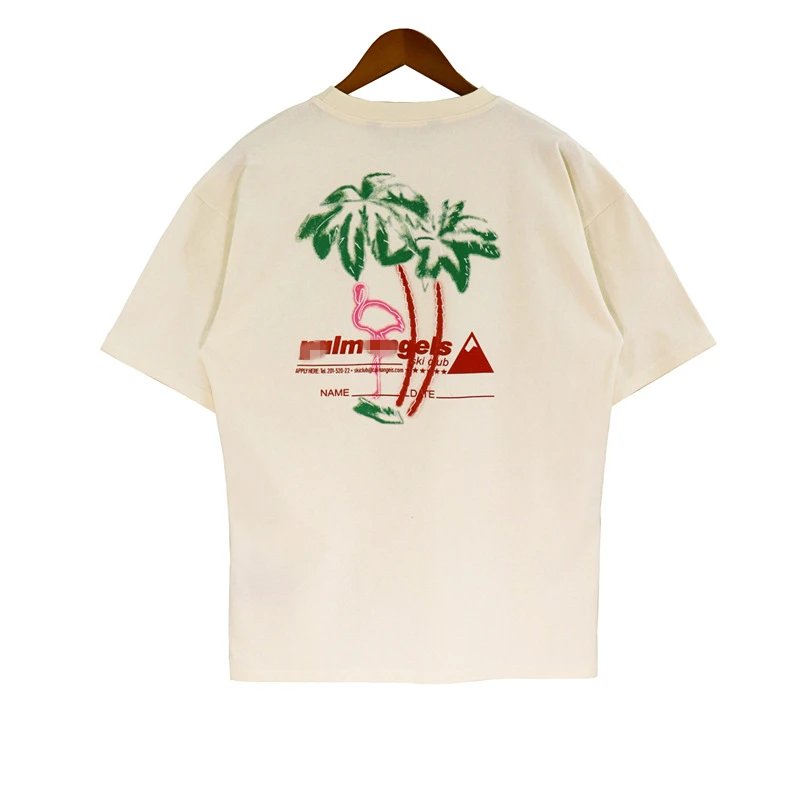 Streetwear Flamingo Palm Tree Tee Black Ivory - Gallery Image 5 - Detailed View