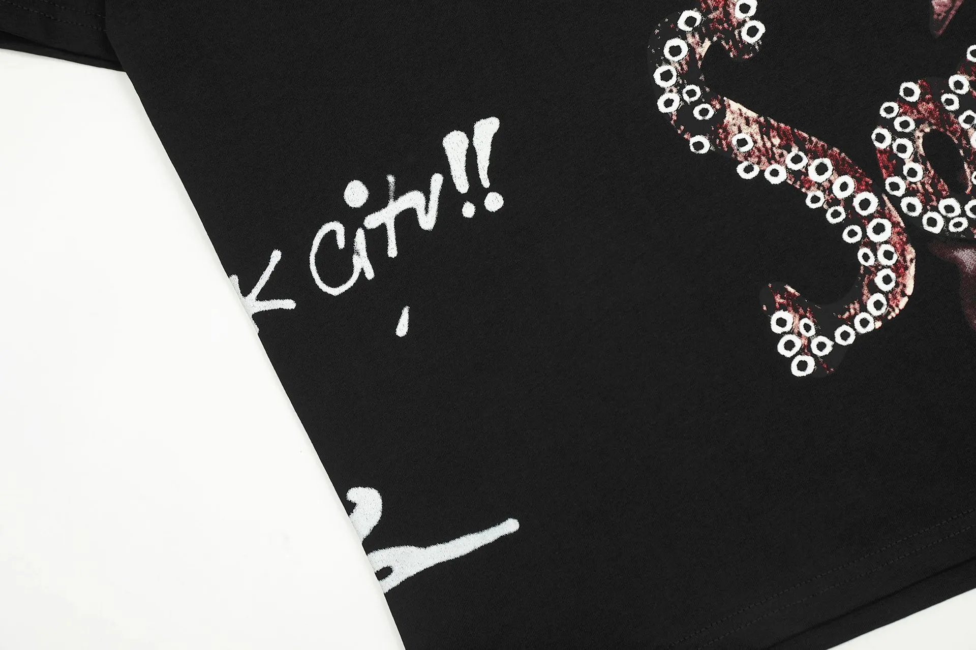 Utopia Graphic Streetwear Cotton T-Shirt Onyx Black - Gallery Image 11 - Detailed View