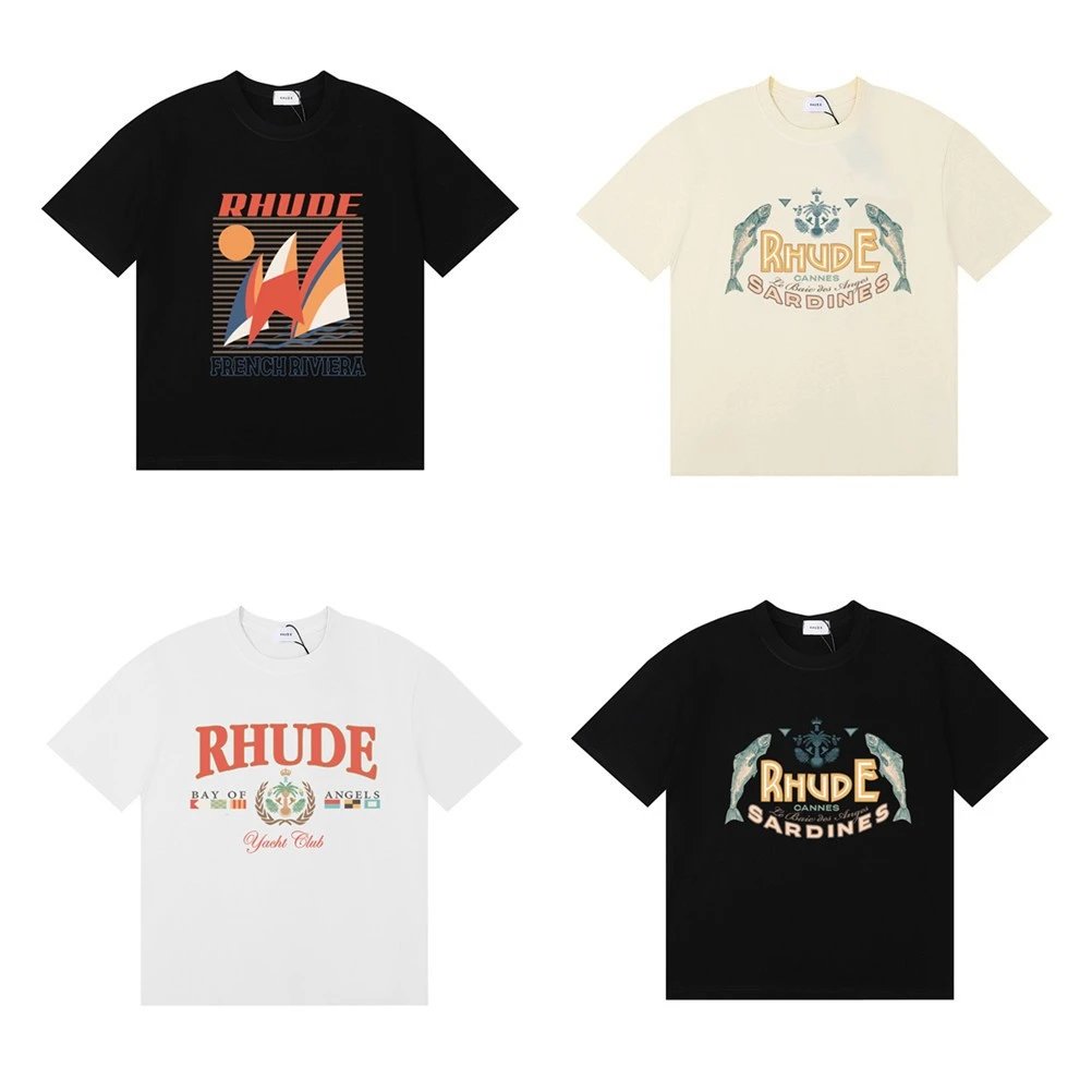 Rhude Letter Palm T-Shirt Beige - Gallery Image 2 - Detailed View