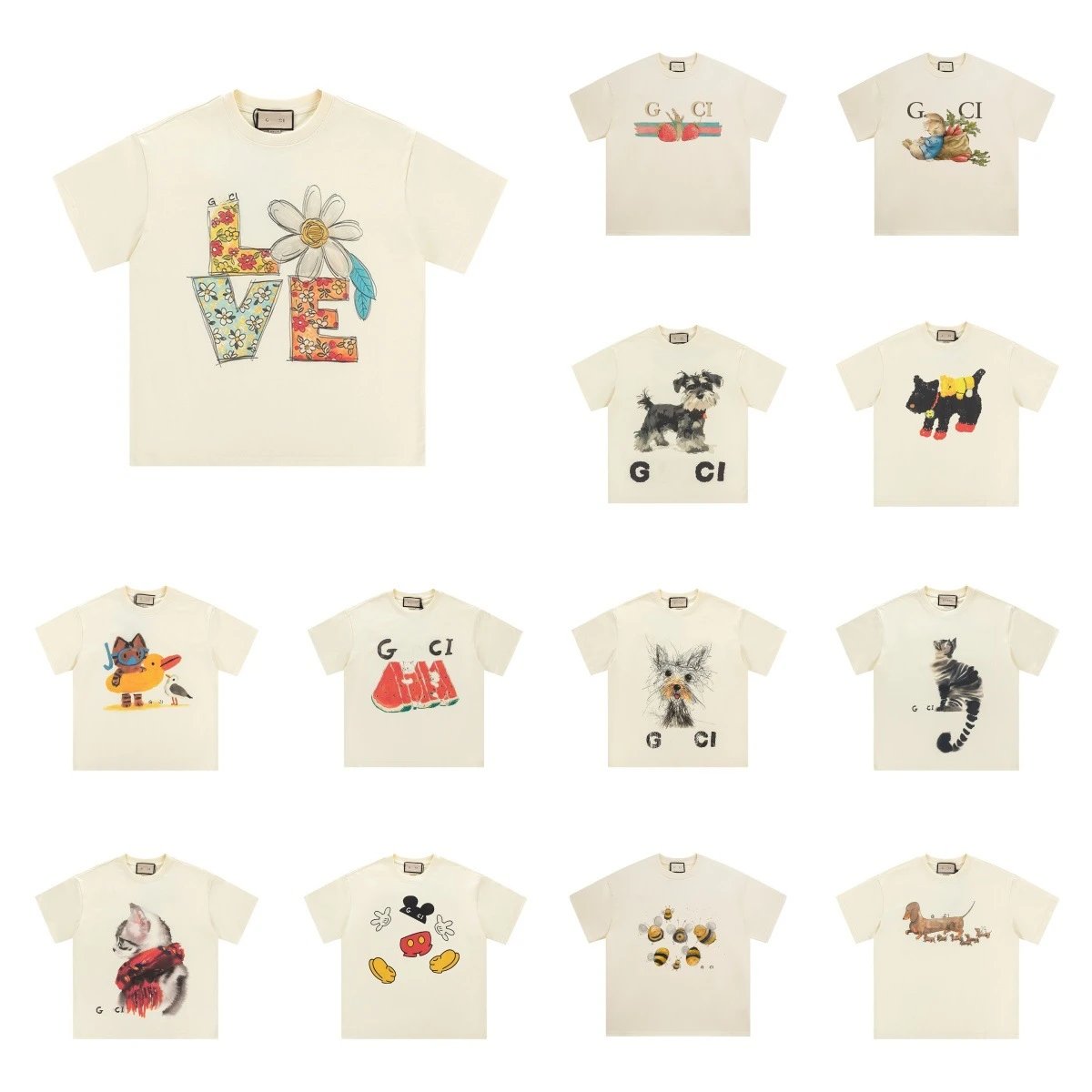 Casual Cotton Graphic Tee Unisex Ivory - Gallery Image 1 - Detailed View