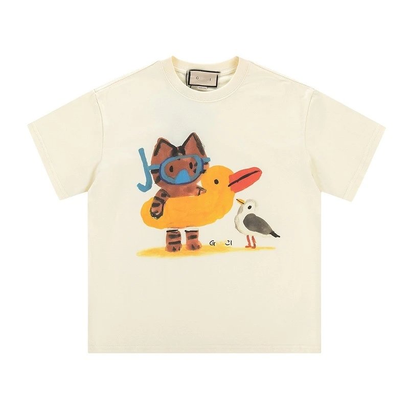 Cartoon Graphic Cotton Tee Top Ivory - Gucci - Cnfans - $23.55