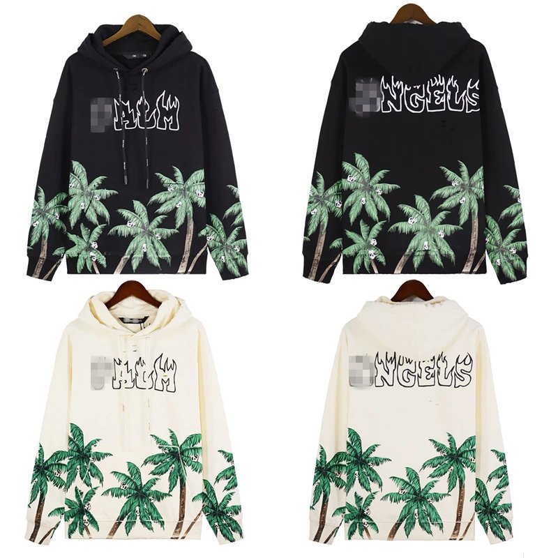 Street Palm Tree Hoodie Unisex Cotton Onyx - Gallery Image 1 - Detailed View