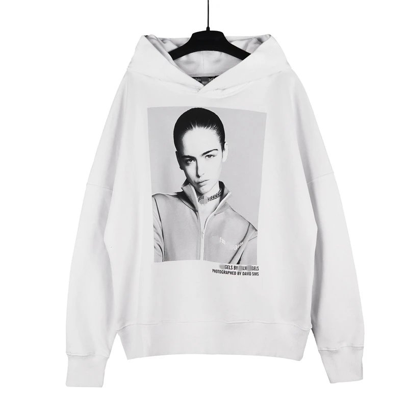 Palm Angels Portrait Hoodie White - Gallery Image 1 - Detailed View