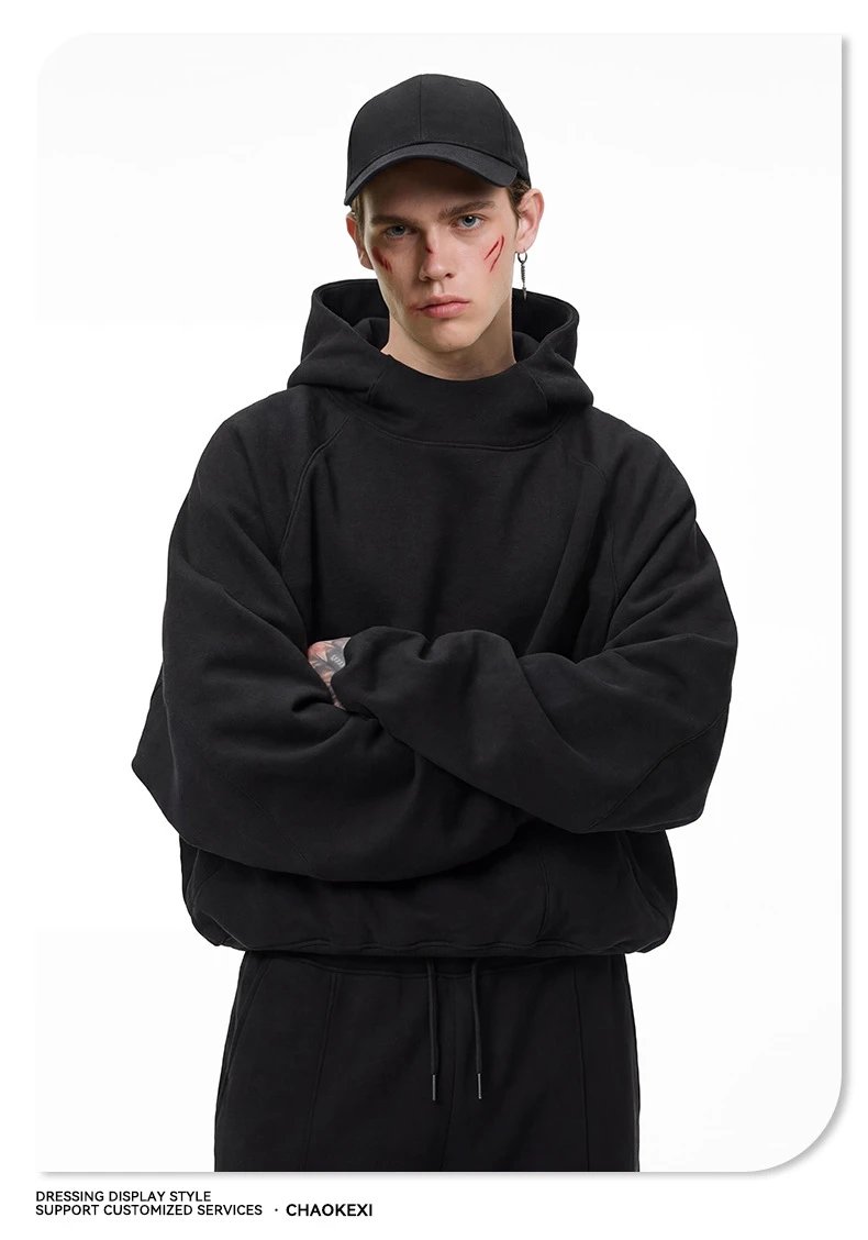 American 330g Fleece Street Hoodie Winter Mens Apricot - Gallery Image 6 - Detailed View