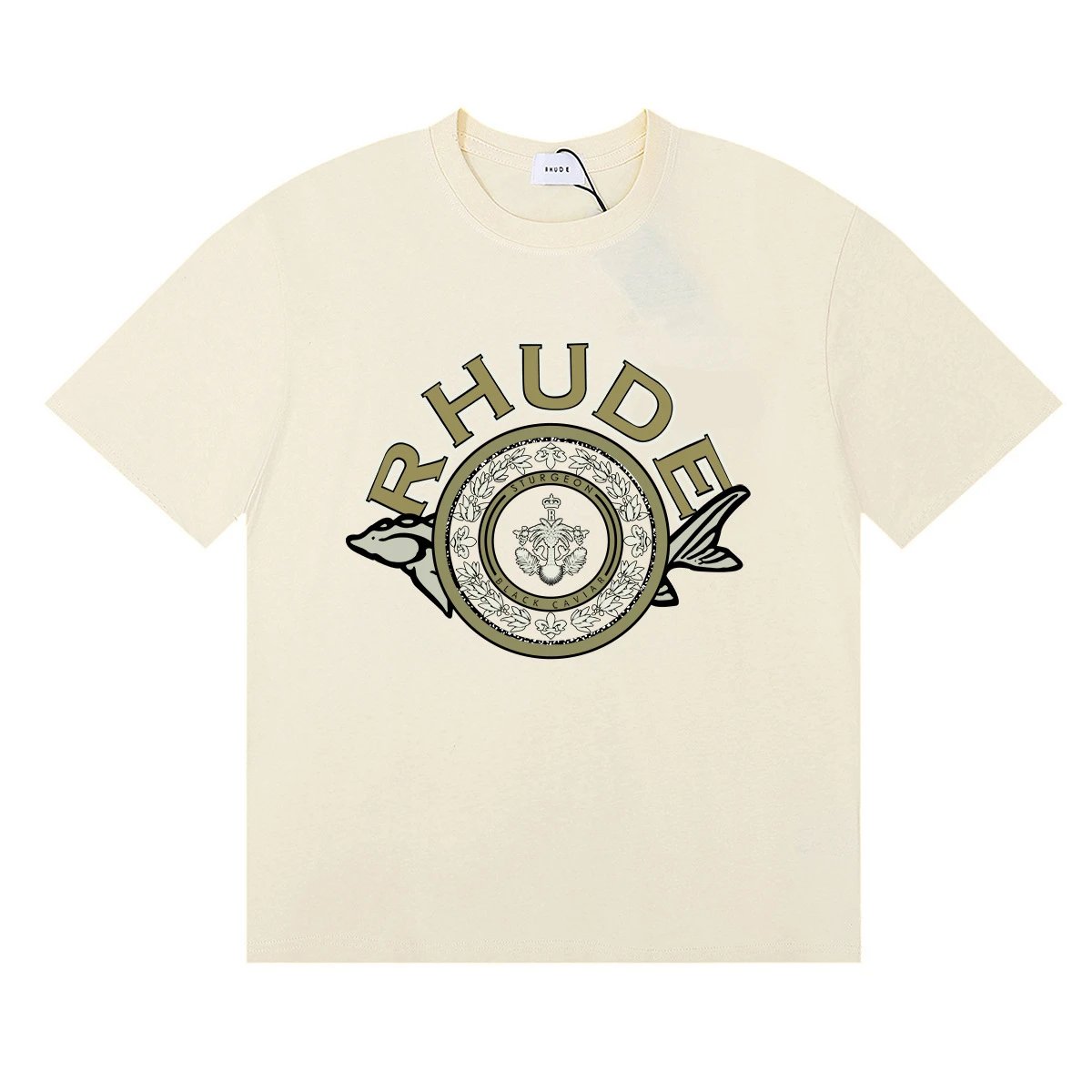 Rhude Letter Palm T-Shirt Beige - Gallery Image 9 - Detailed View