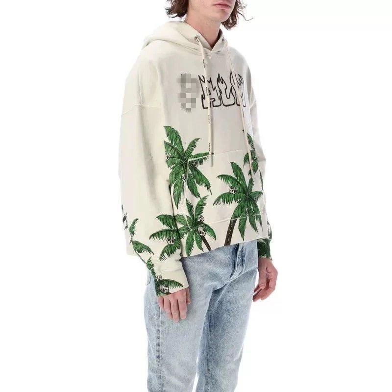 Street Palm Tree Hoodie Unisex Cotton Onyx - Gallery Image 13 - Detailed View