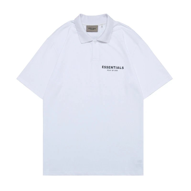 Streetwear Polo Cotton Short Sleeve Tee Ivory White - Essentials - Cnfans - $22.26