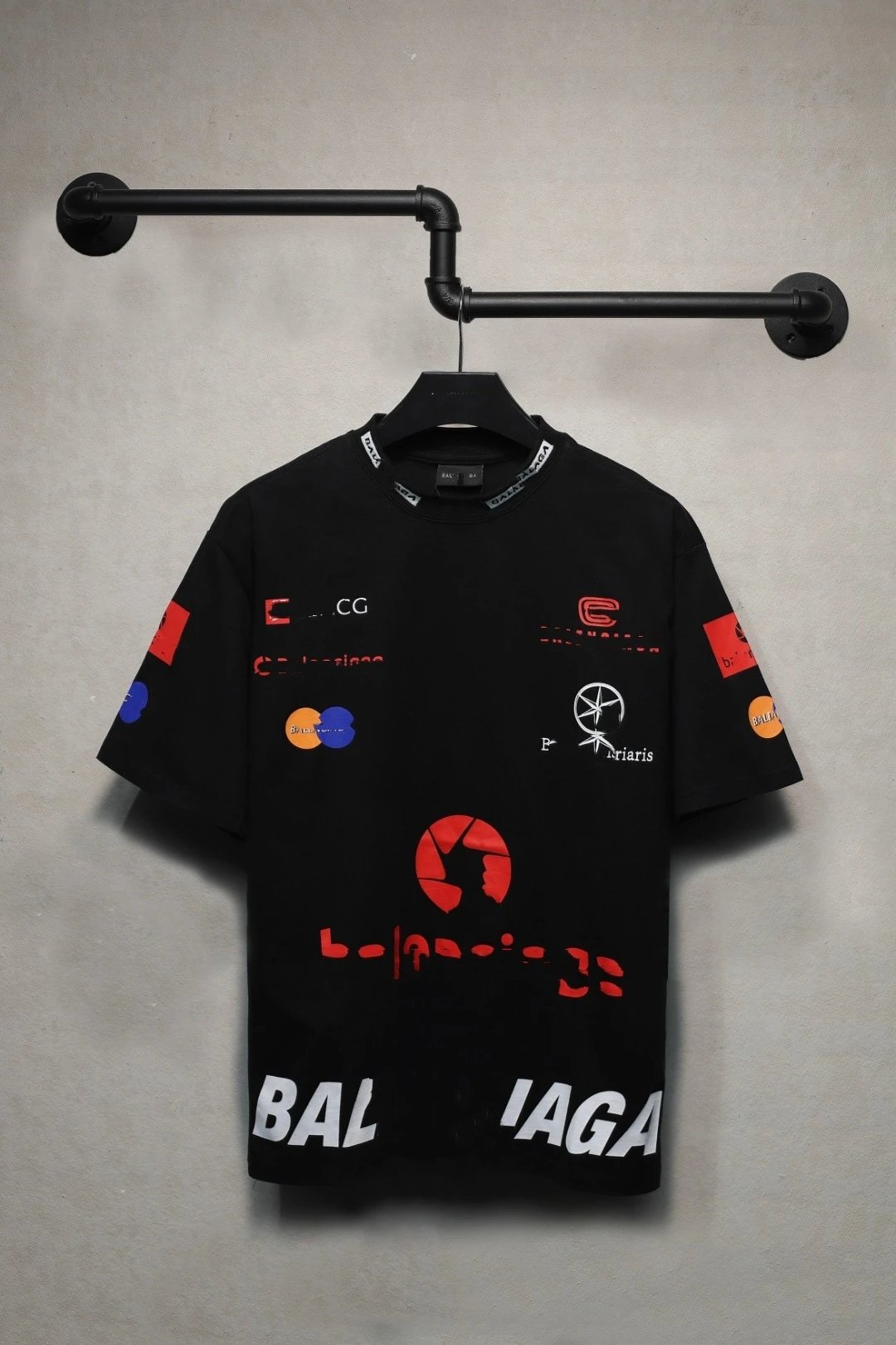 Unisex Oversized Cotton Logo Print T-Shirt, Onyx Black - Balenciaga - Cnfans - $34.84