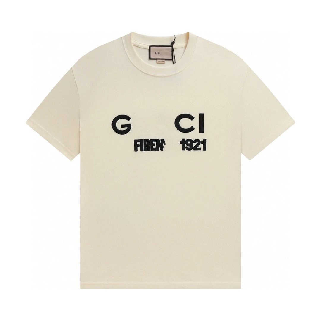 Men's Cotton Graphic Tee Summer Casual Top Ecru - Gucci - Cnfans - $21.94