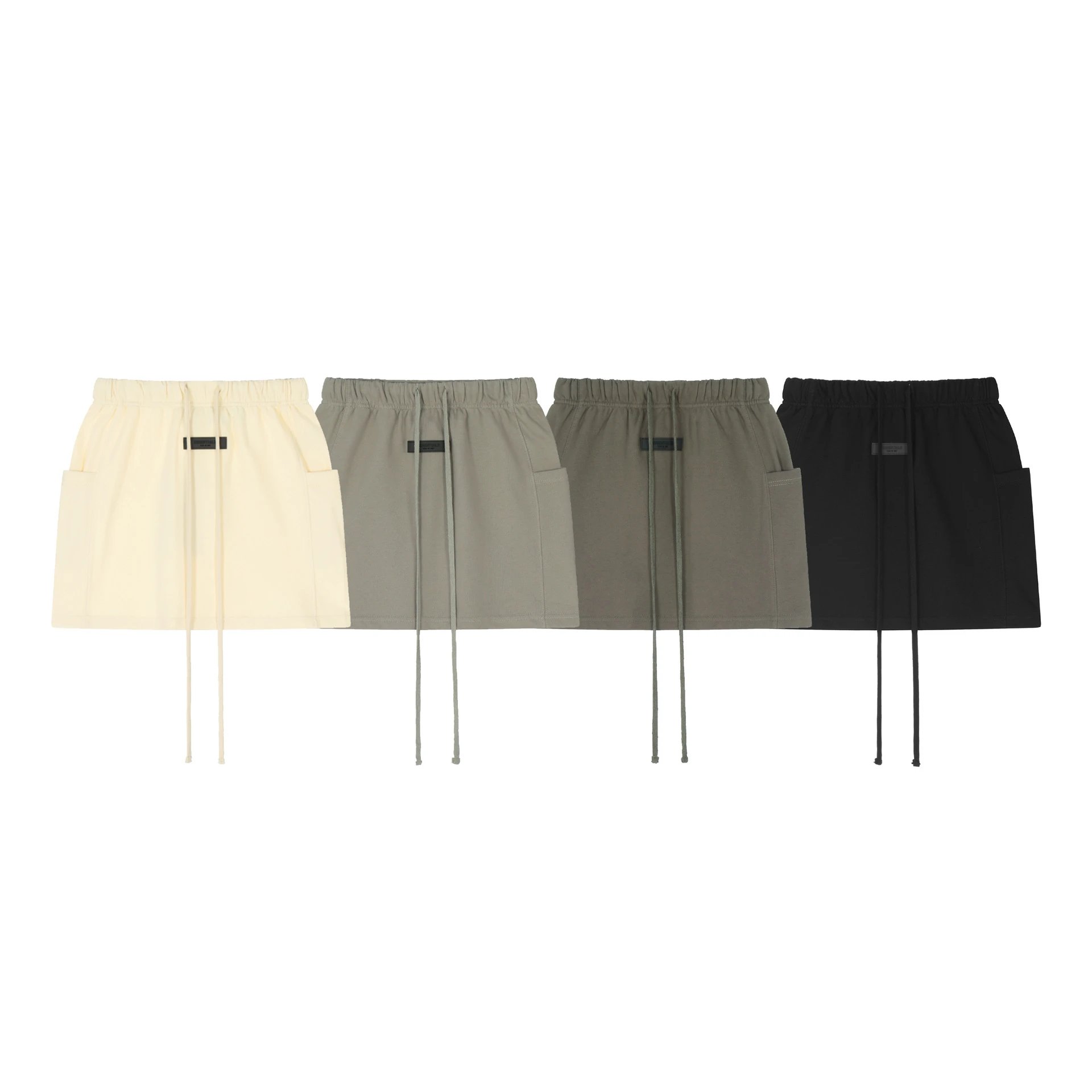 Streetwear Cotton Drawstring Skirt Olive Green - Gallery Image 1 - Detailed View