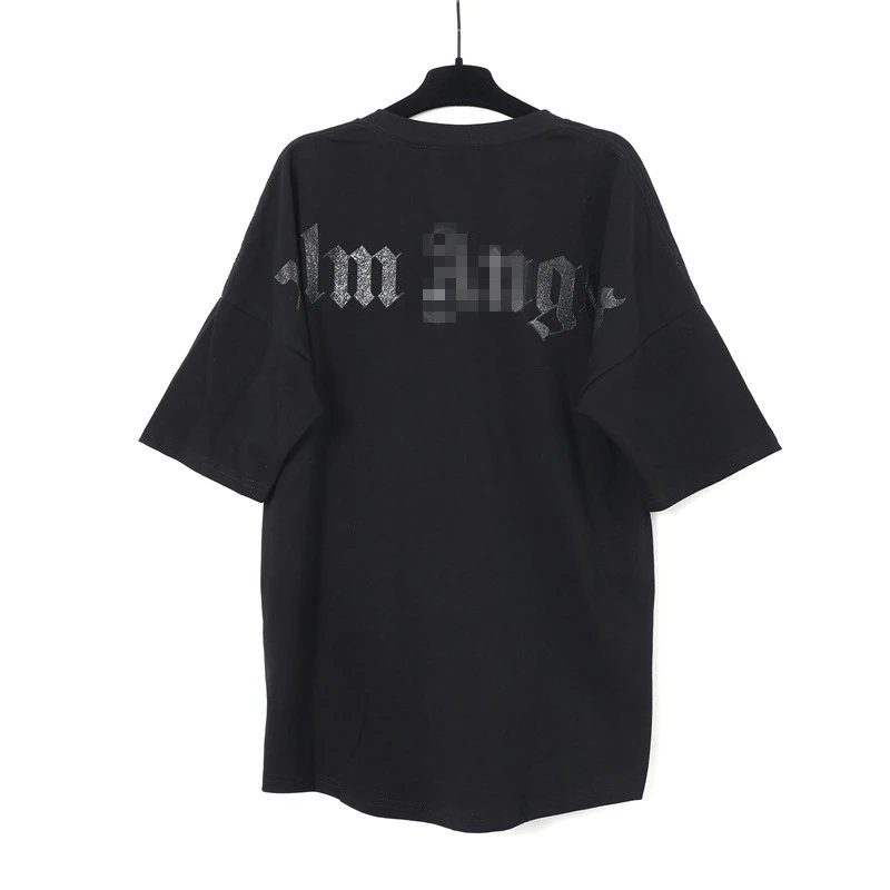 Gothic Letter Print Streetwear T-Shirt Ink Black - Gallery Image 1 - Detailed View