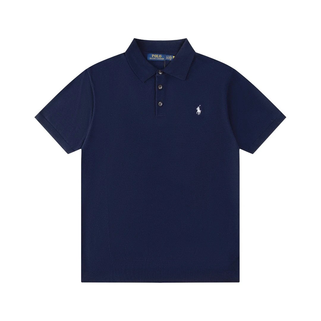 Classic Knit Polo Shirt Unisex Short Sleeve - Navy - Ralph Lauren - Cnfans - $28.06