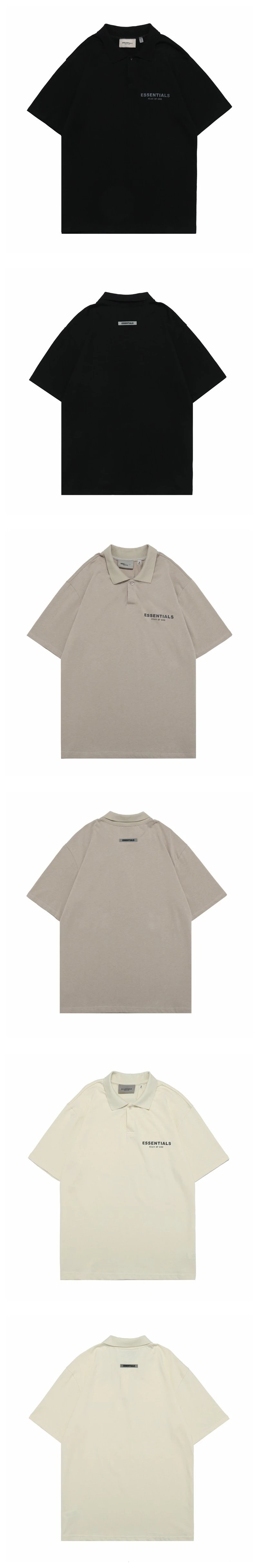 Streetwear Cotton Polo Shirt Short Sleeve Taupe - Gallery Image 13 - Detailed View