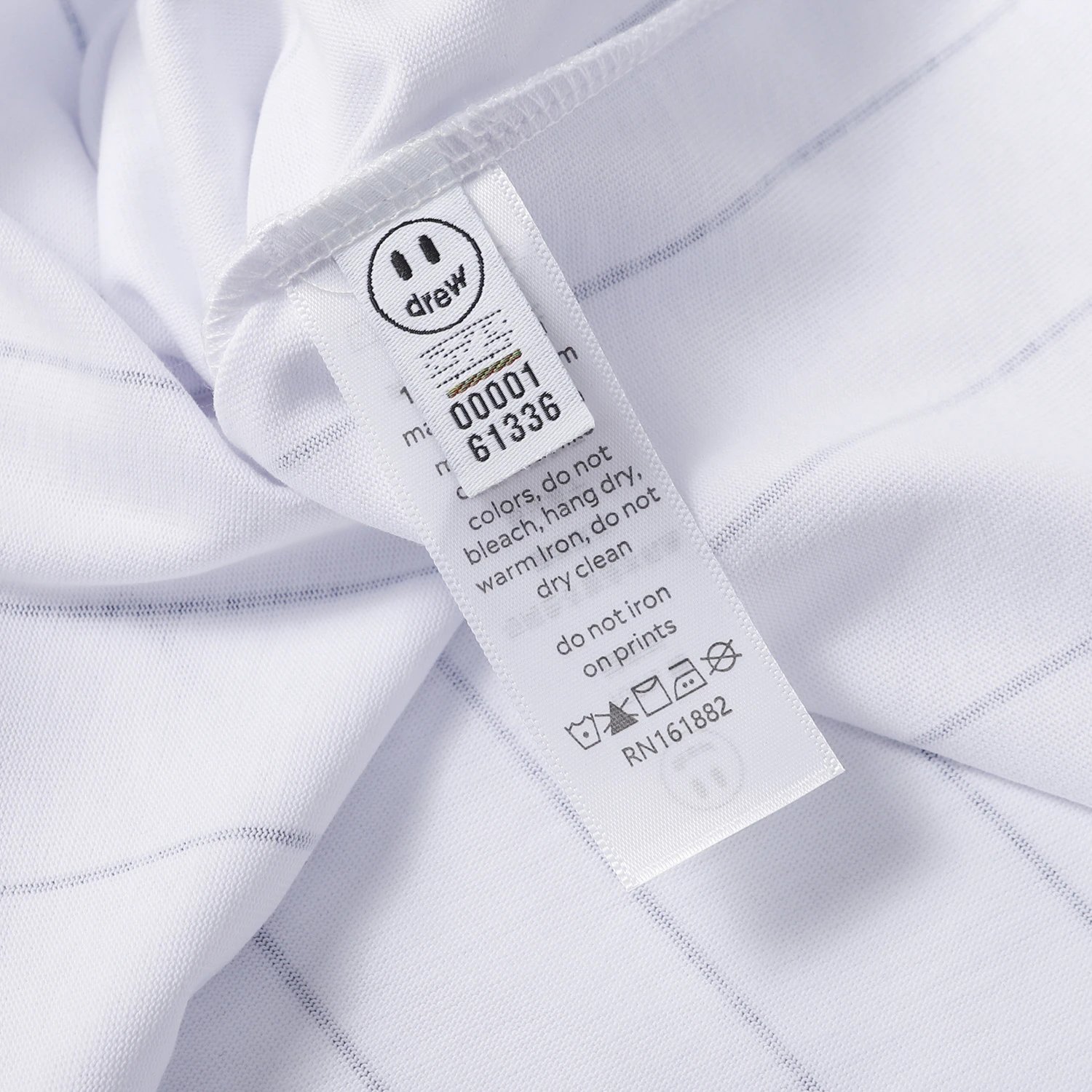 Street Striped Smiley Cotton Tee Ivory - Gallery Image 6 - Detailed View