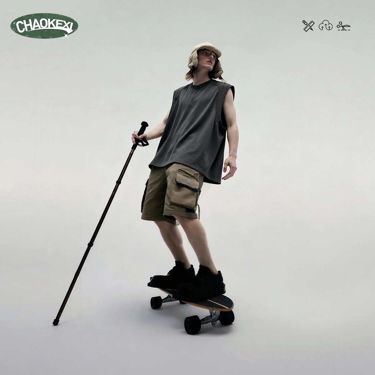 Sporty Quick Dry Tank Top Men's Sleeveless Tee Ivory - Gallery Image 4 - Detailed View