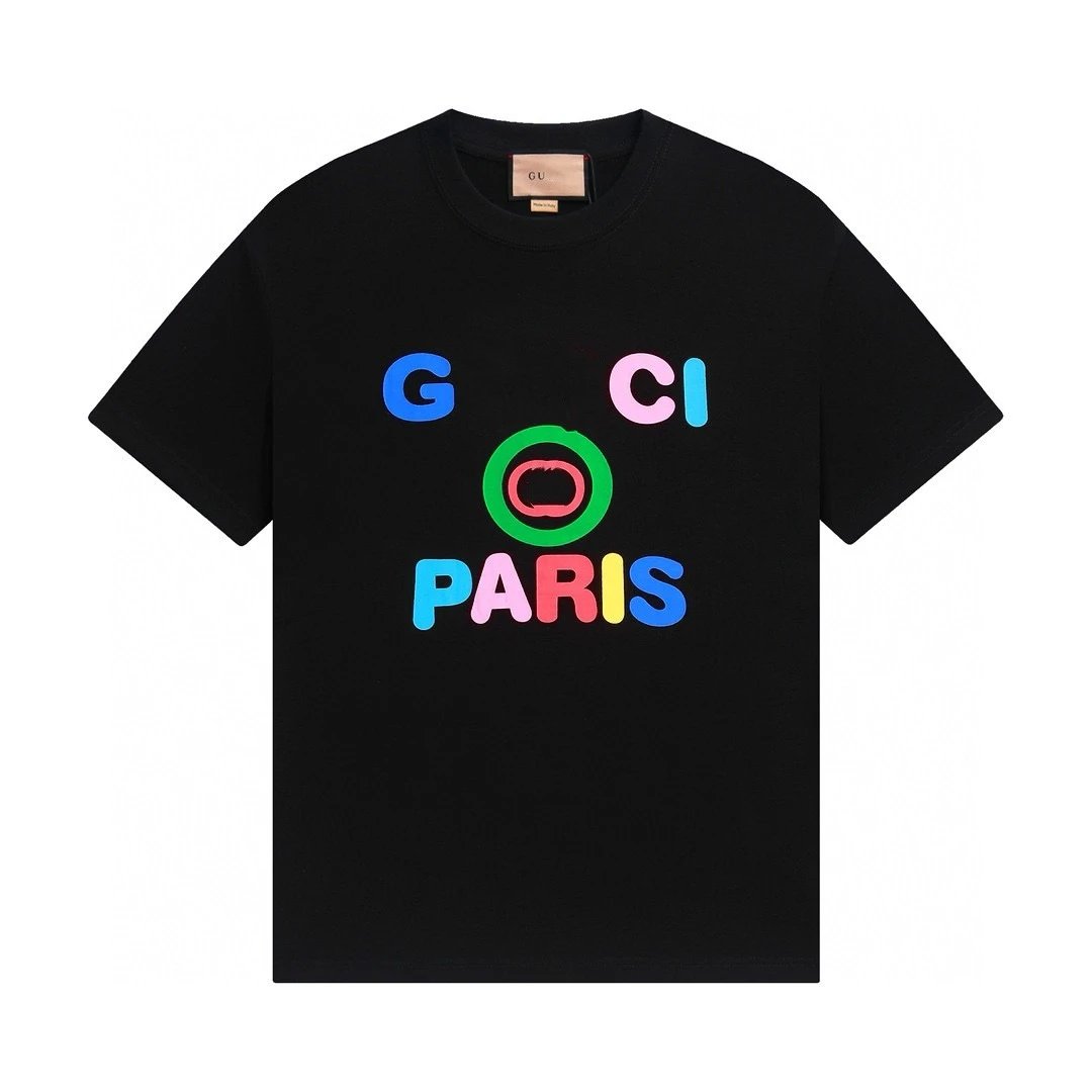 Casual Unisex Cotton Tee Summer Top - Onyx - Gucci - Cnfans - $21.94