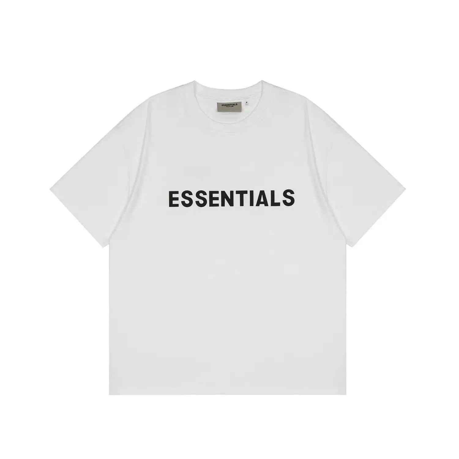Streetwear Cotton Logo Tee Ivory White - Essentials - Cnfans - $22.26