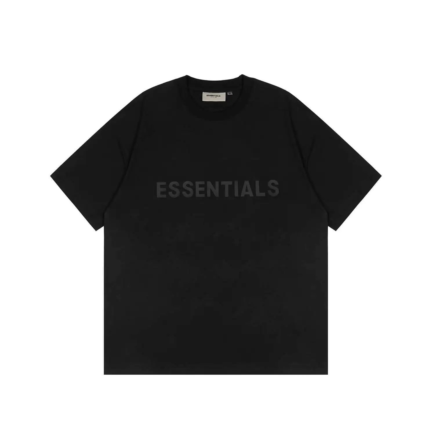 Streetwear Cotton Logo Tee Jet Black - Essentials - Cnfans - $22.26