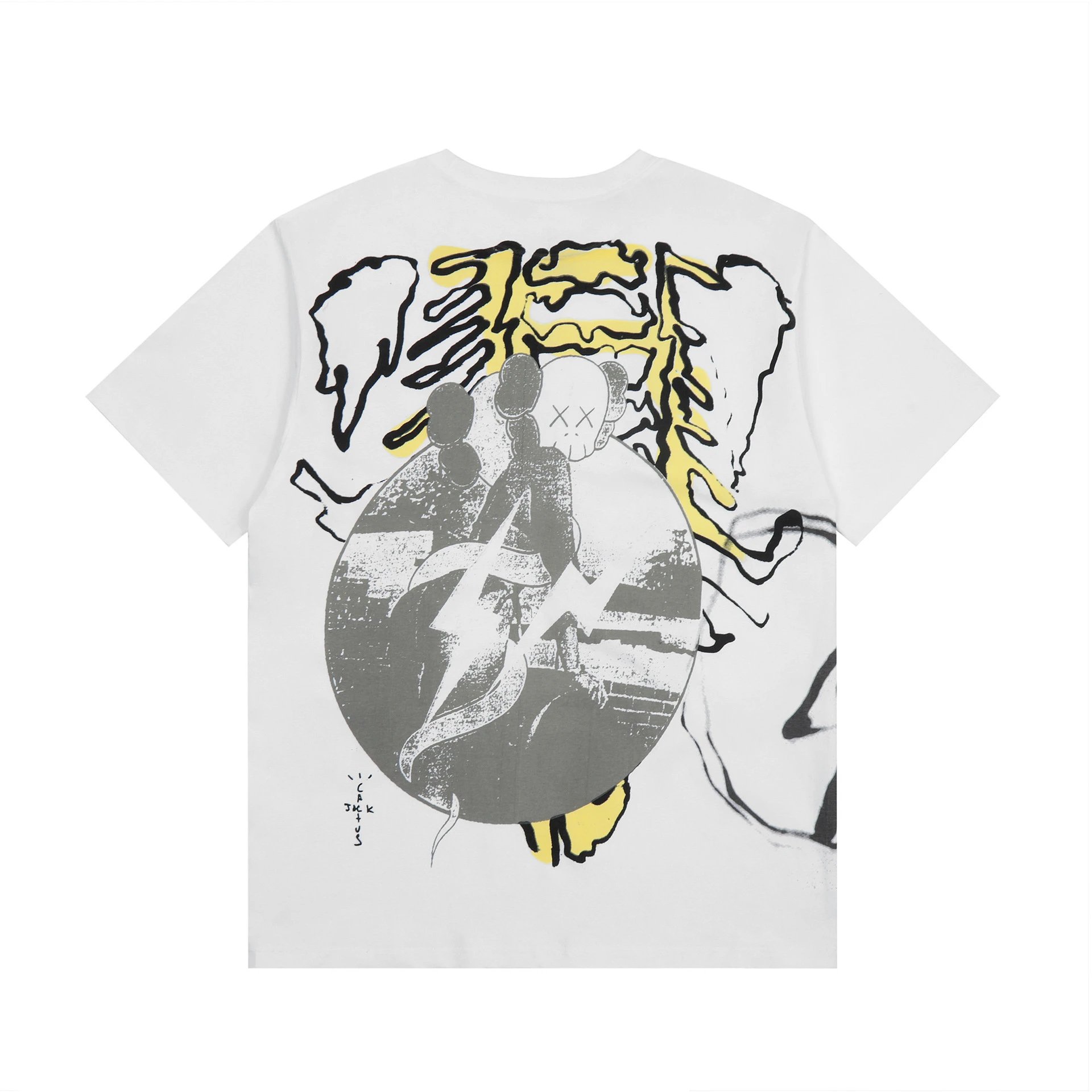 Streetwear Graphic Cotton Tee Ivory Yellow - Gallery Image 3 - Detailed View