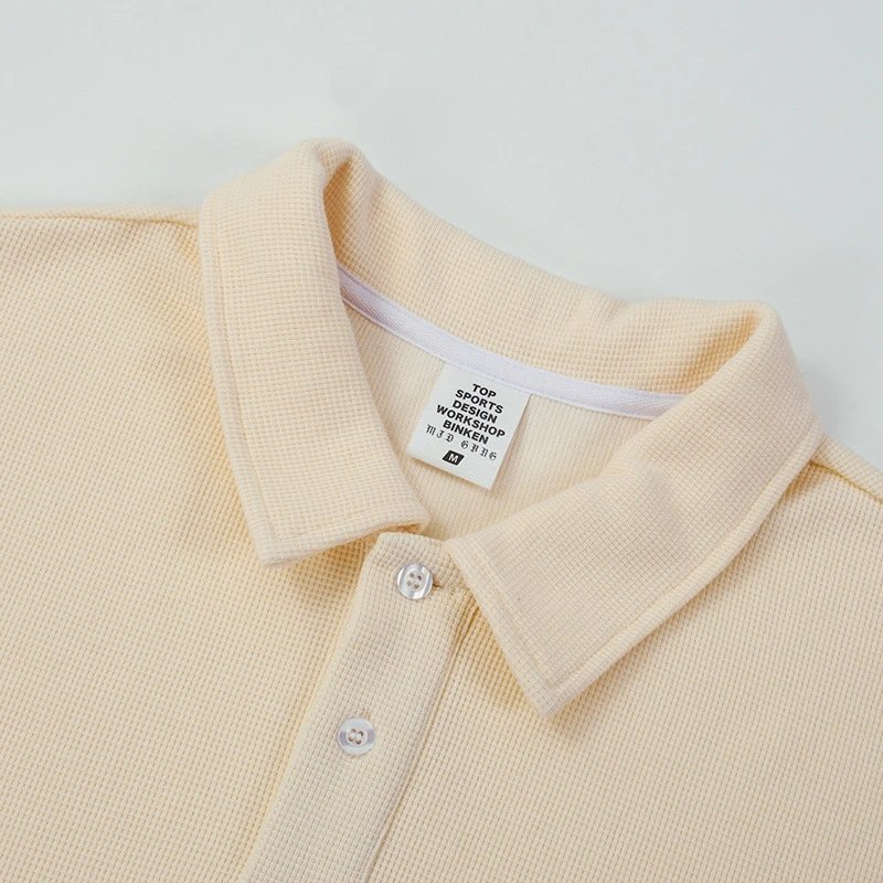 Casual Cotton Slim Fit Men's Polo Shirt Ecru - Gallery Image 8 - Detailed View