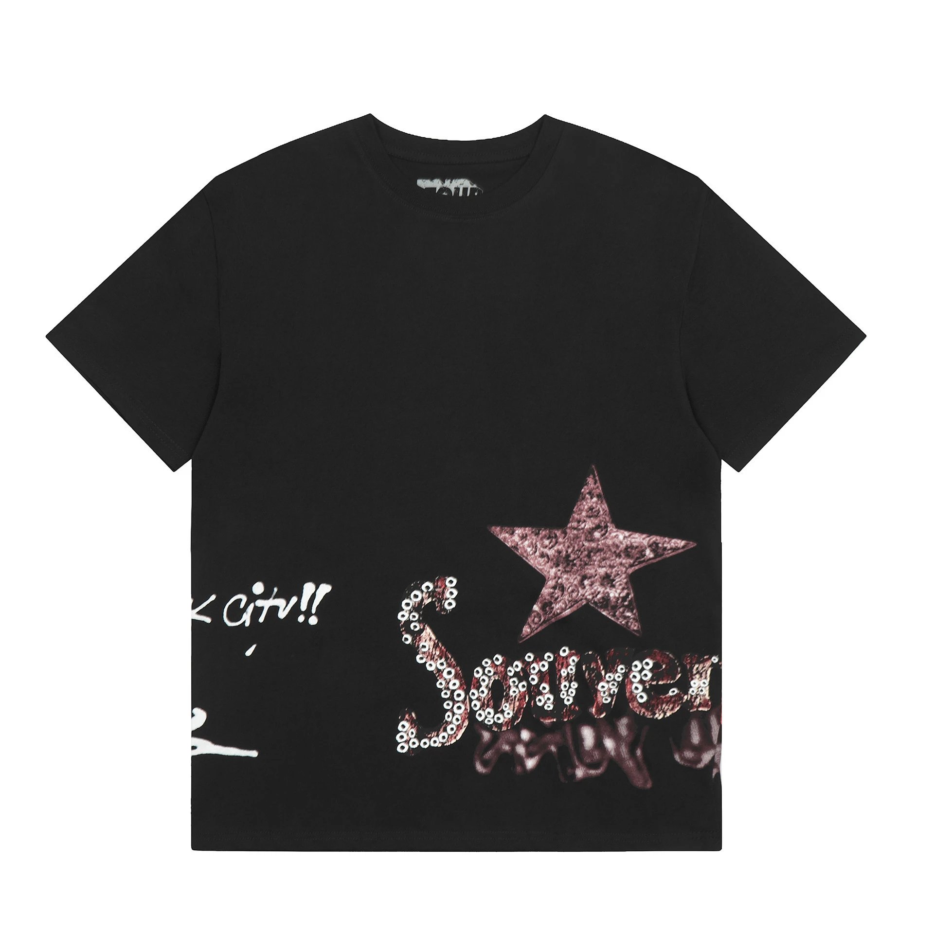 Utopia Graphic Streetwear Cotton T-Shirt Onyx Black - Gallery Image 2 - Detailed View