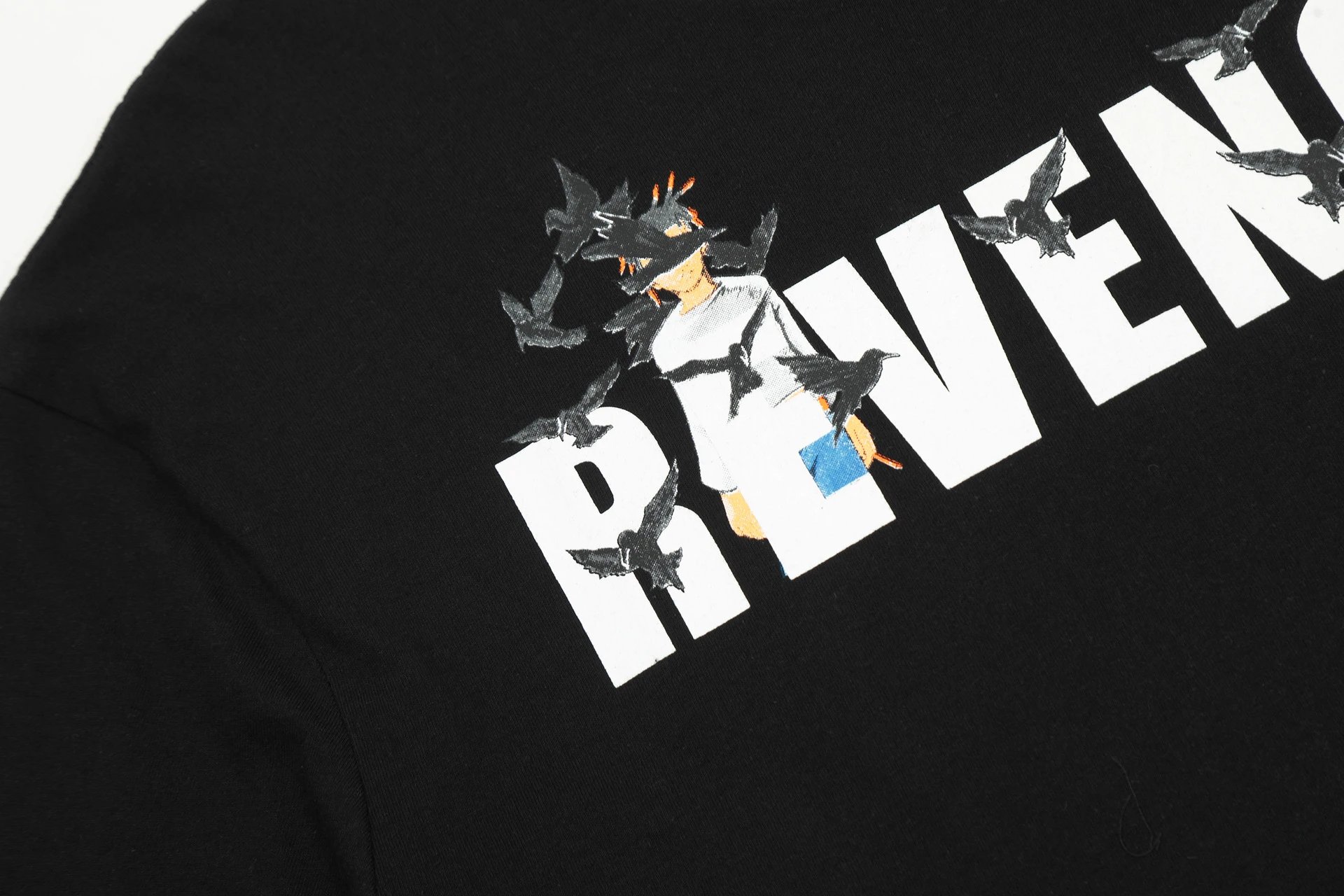Streetwear Cotton Graphic Tee Raven Black - Gallery Image 11 - Detailed View