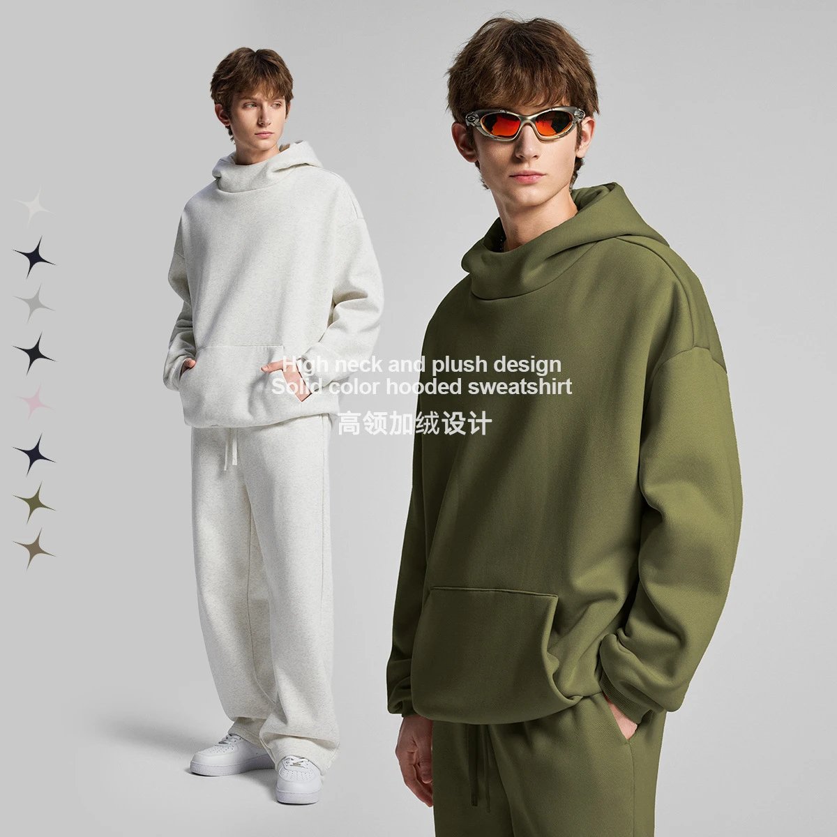 Men's Fleece Pullover Hoodie Casual Sweatshirt Onyx - Gallery Image 3 - Detailed View