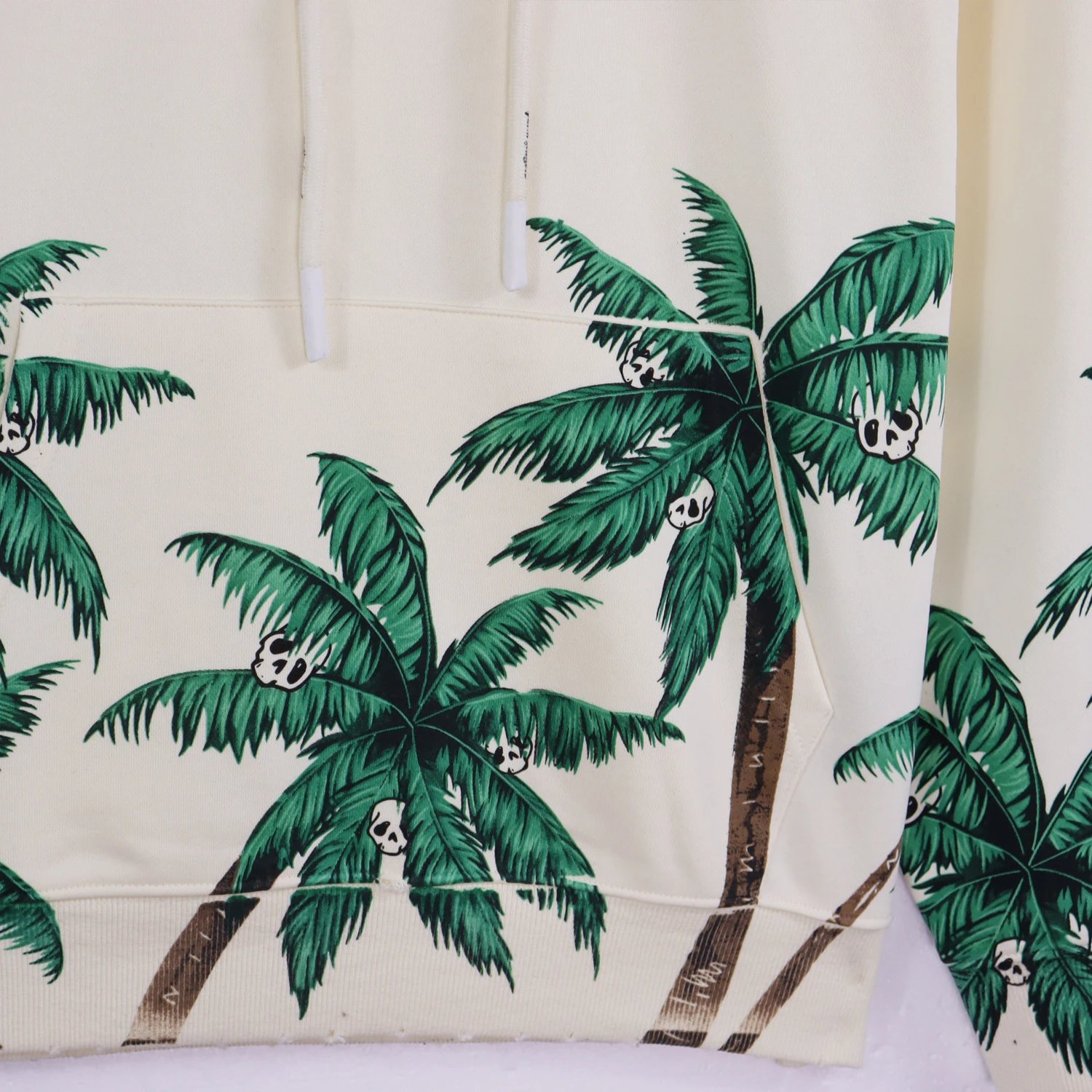 Street Palm Tree Hoodie Unisex Cotton Onyx - Gallery Image 6 - Detailed View