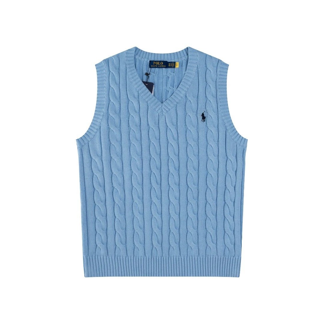 Cable-Knit V-Neck Vest Academ Style Buttercream - Gallery Image 4 - Detailed View