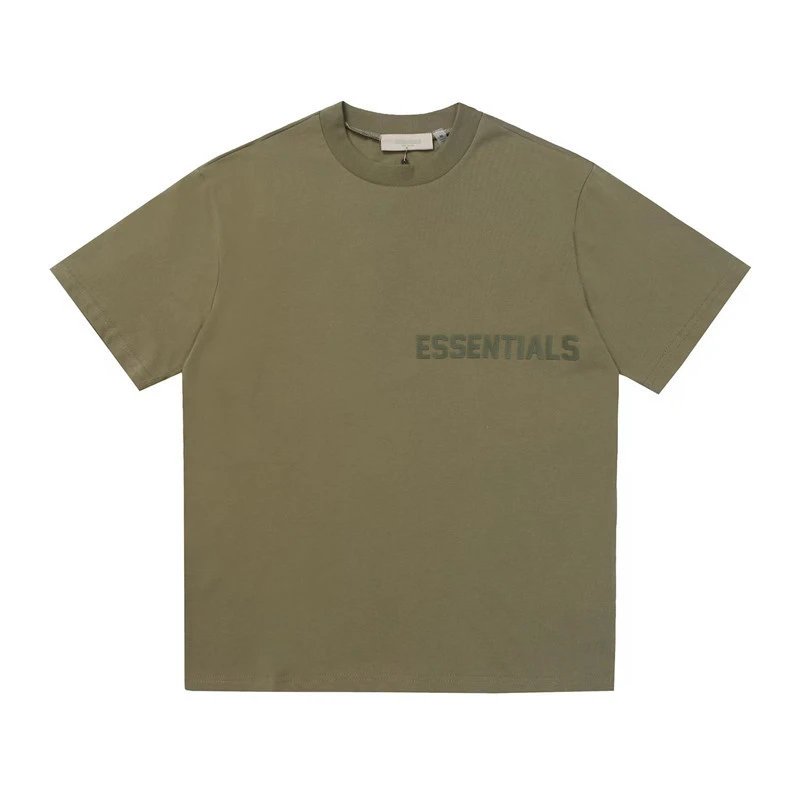 Streetwear Cotton Crewneck T-Shirt Olive Green - Gallery Image 6 - Detailed View