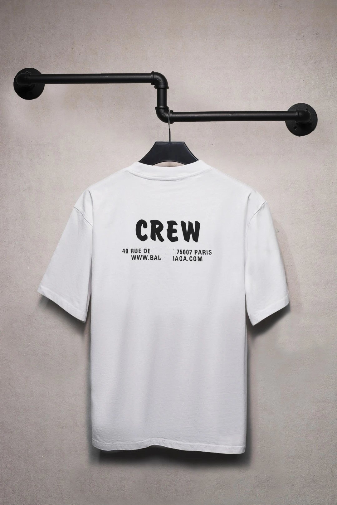 Crew Print Cotton Tee Unisex Casual Rose - Gallery Image 4 - Detailed View