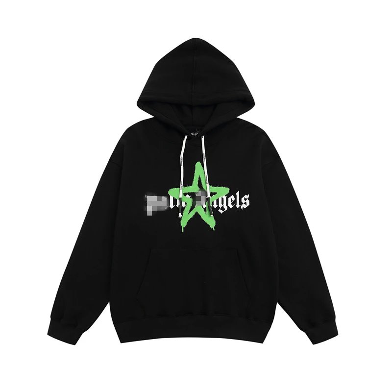 Street Style Graphic Hoodie Unisex Pullover - Onyx - Palm Angels - Cnfans - $41.61