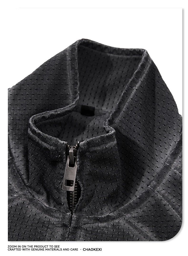 Men's Retro Mesh Vest Shorts Set Summer Faded Black - Gallery Image 10 - Detailed View