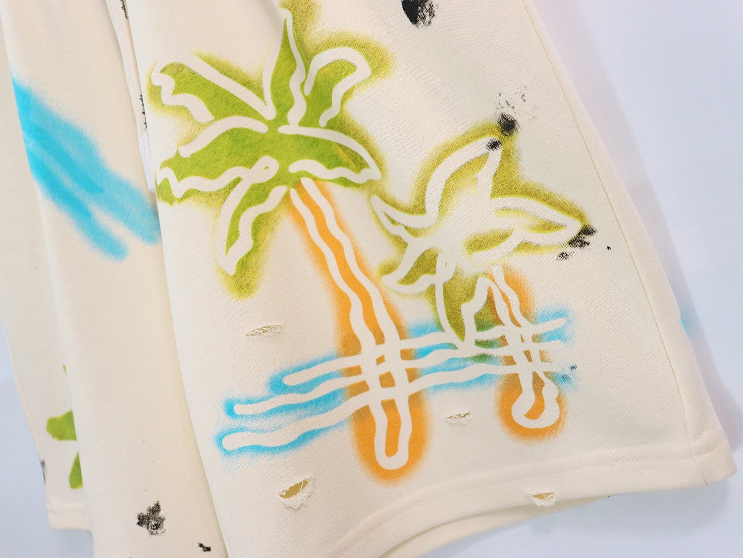 Graffiti Beach Sports Shorts Ivory - Gallery Image 9 - Detailed View