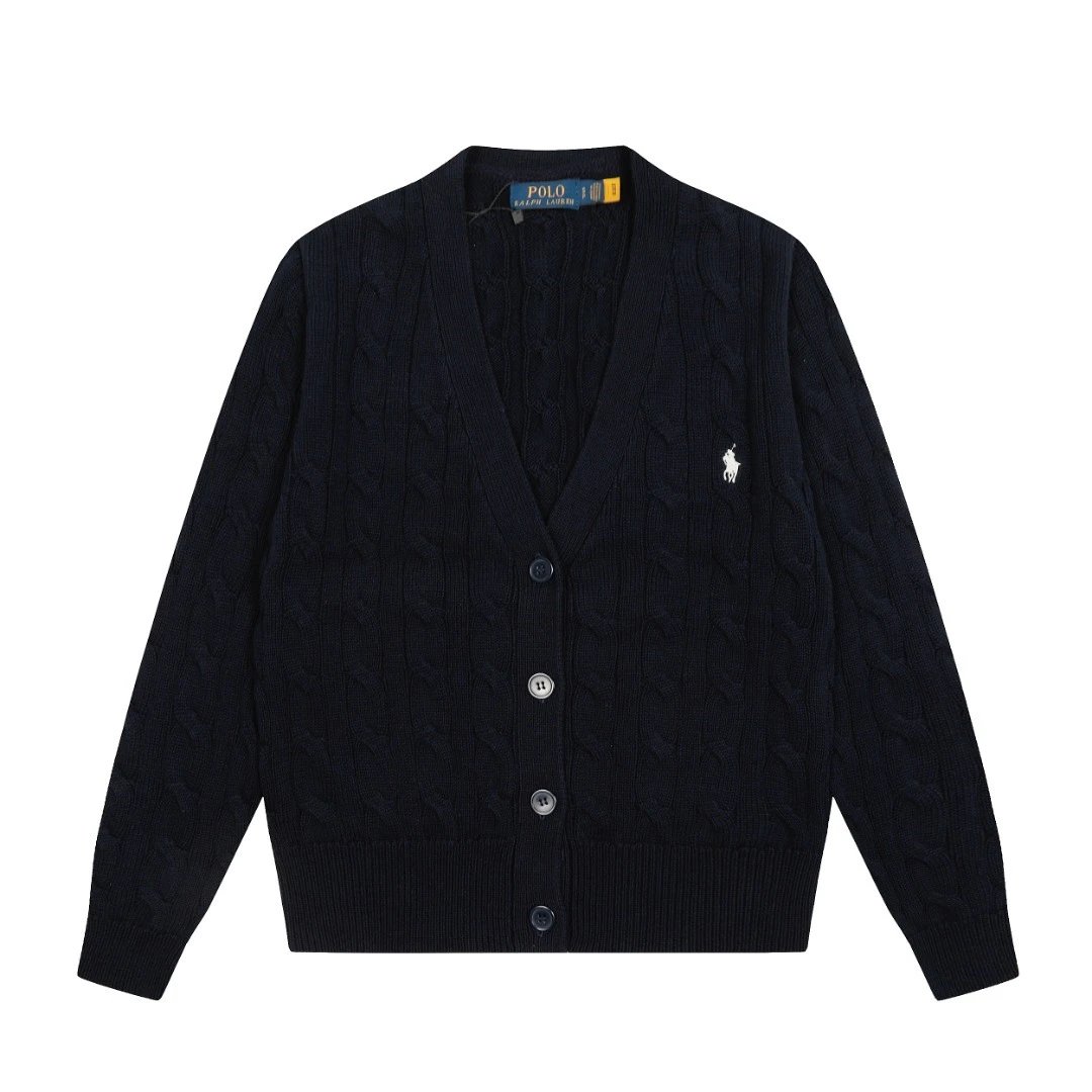 Casual Cable-Knit Cotton Cardigan Sweater - Navy - Ralph Lauren - Cnfans - $44.19