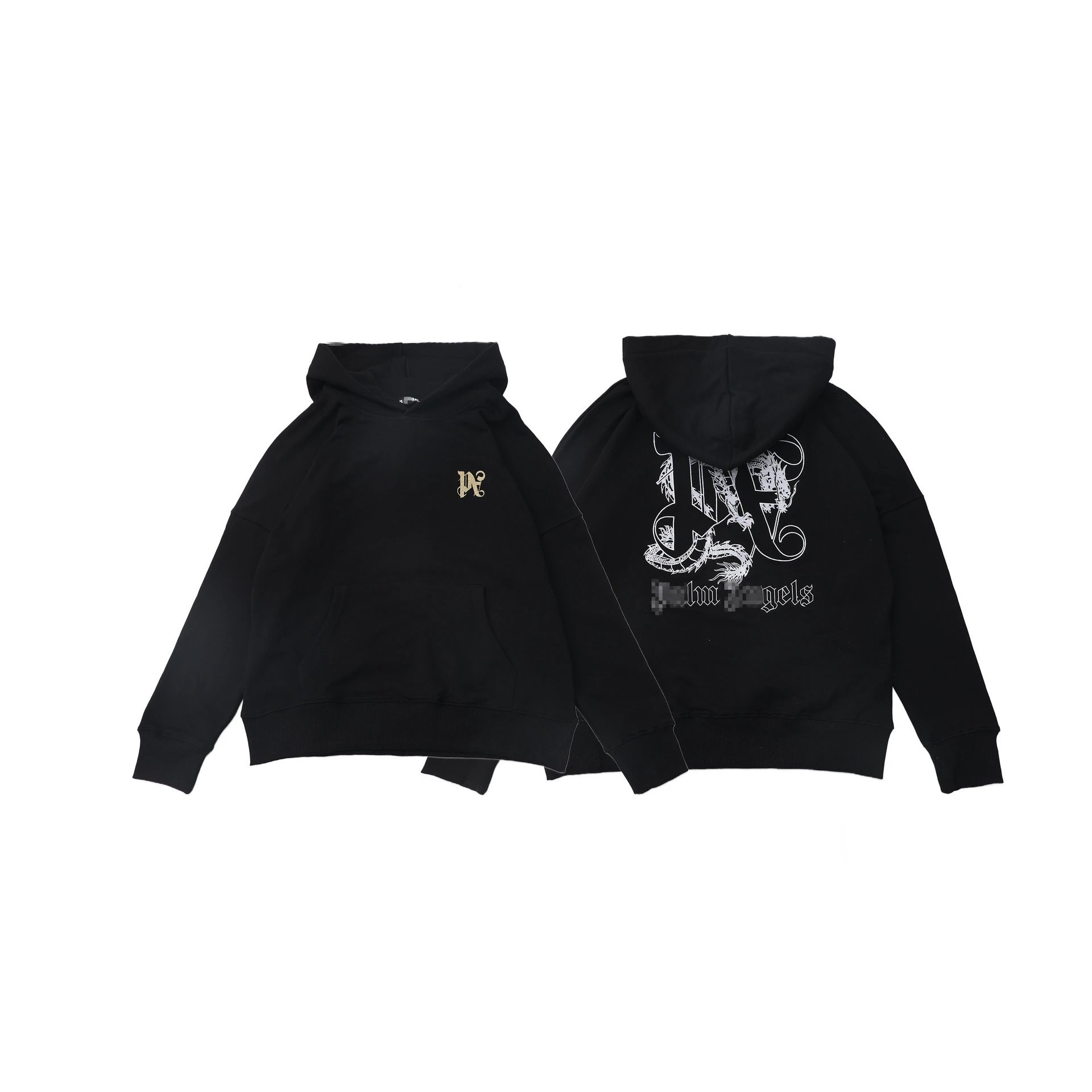 Street Dragon Embroidered Cotton Hoodie Unisex Onyx - Palm Angels - Cnfans - $35.16