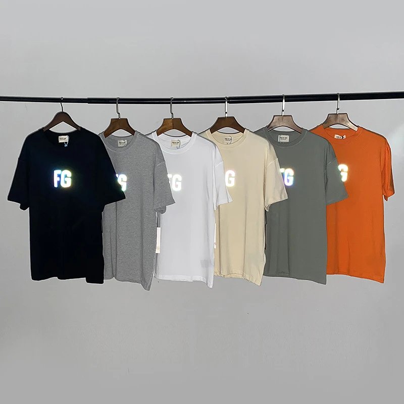 Streetwear Reflective Letter Tee Sunset Orange - Gallery Image 1 - Detailed View