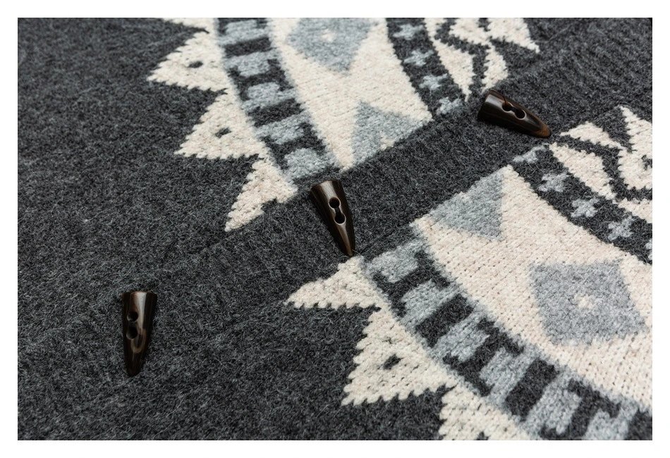 Retro Unisex Winter Fair Isle Knit Cardigan Deep Navy - Gallery Image 10 - Detailed View