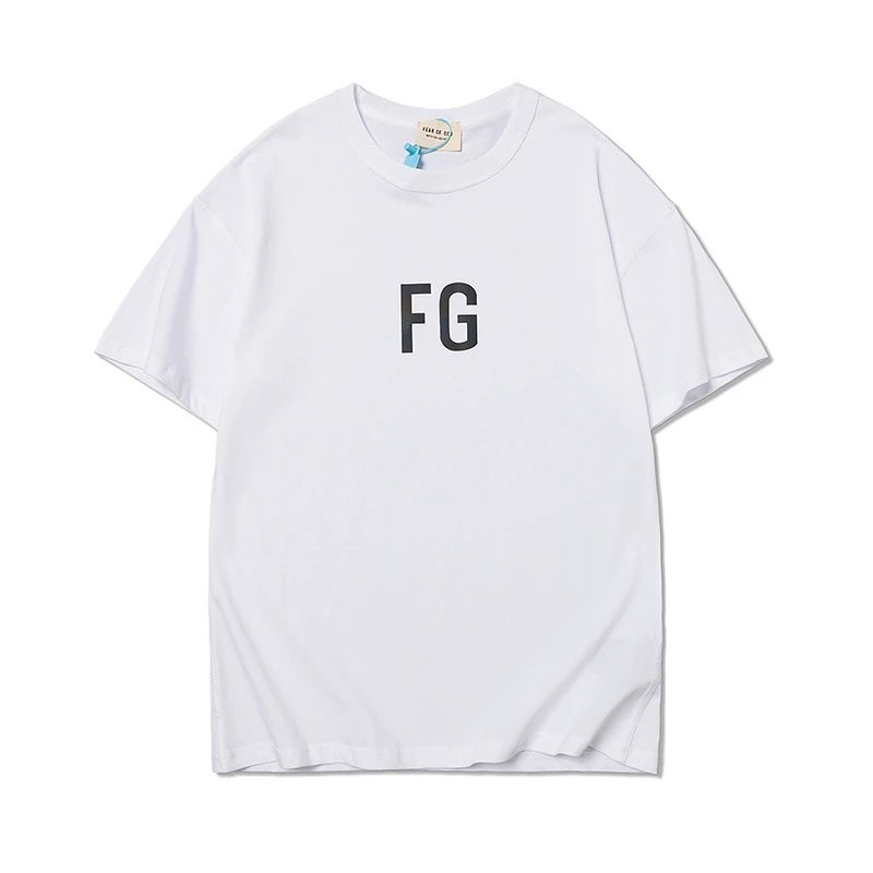 Streetwear Reflective FG Letter Tee Ivory White - Fear of God(FOG） - Cnfans - $21.29