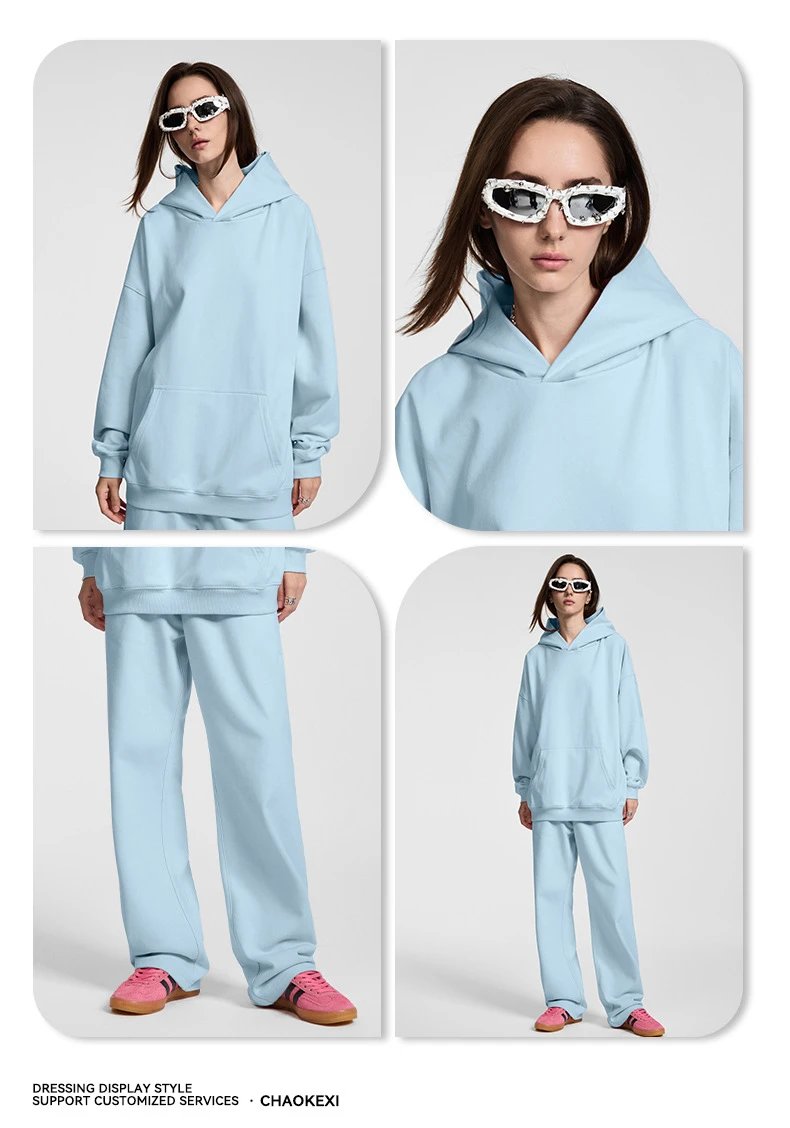 Casual Cotton Fall Hoodie Unisex Apricot - Gallery Image 10 - Detailed View