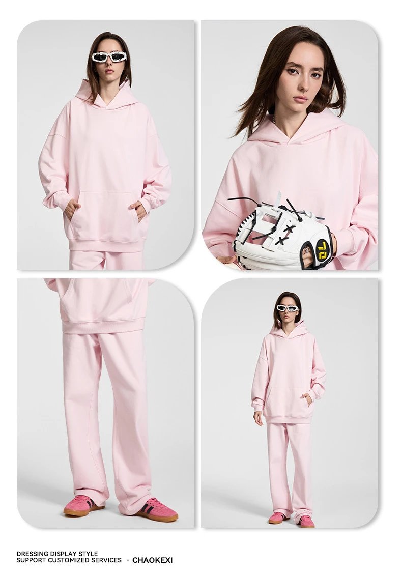 Casual Cotton Fall Hoodie Unisex Apricot - Gallery Image 8 - Detailed View