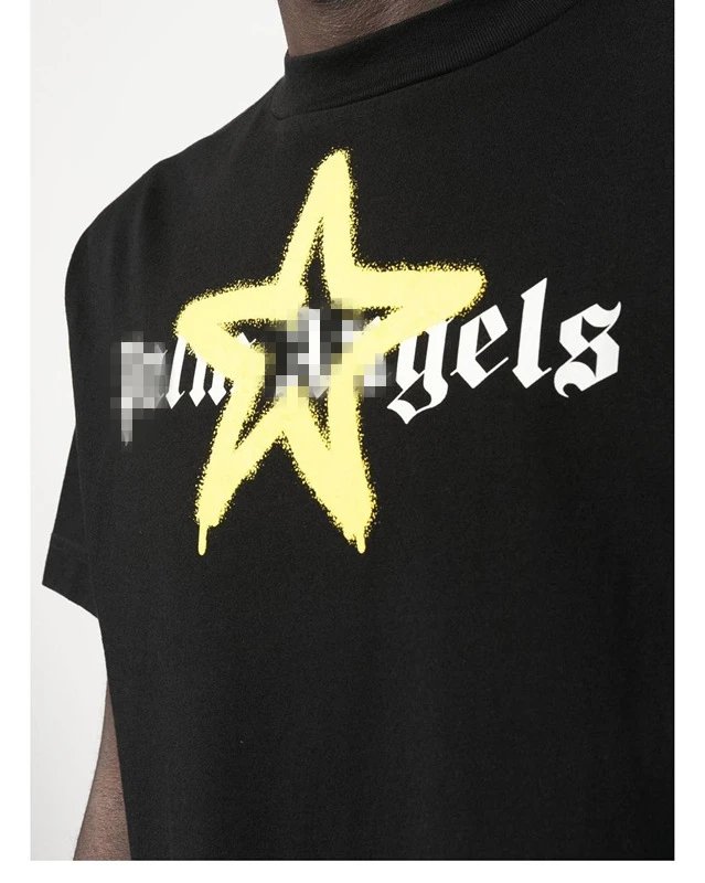 Graffiti Star Print Streetwear Tee Black - Gallery Image 6 - Detailed View