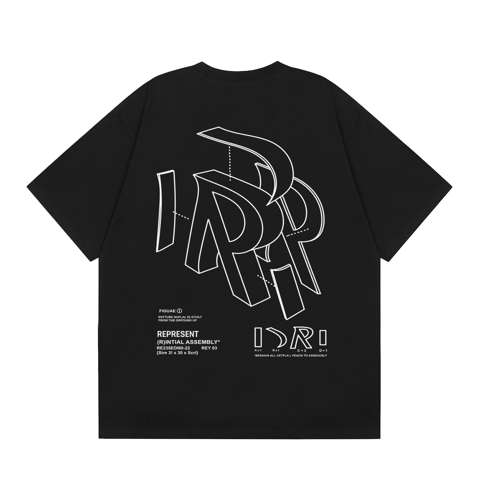 REPRESENT Graphic T-Shirt Black/White - Gallery Image 4 - Detailed View