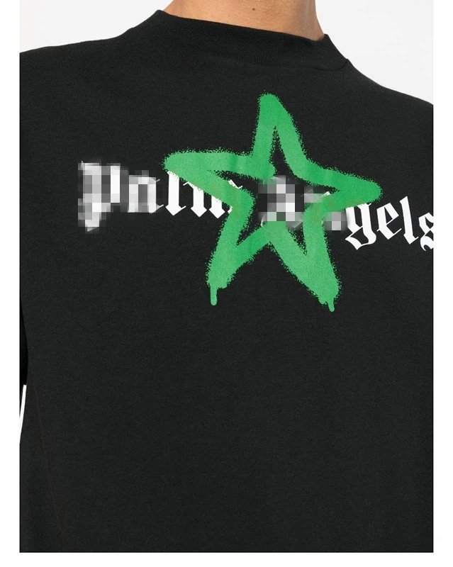 Graffiti Star Print Streetwear Tee Black - Gallery Image 7 - Detailed View