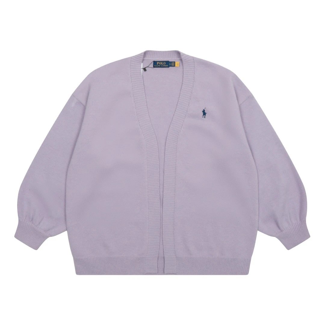 Vintage Knit V-Neck Cardigan, All Seasons, Lilac - Ralph Lauren - Cnfans - $37.74