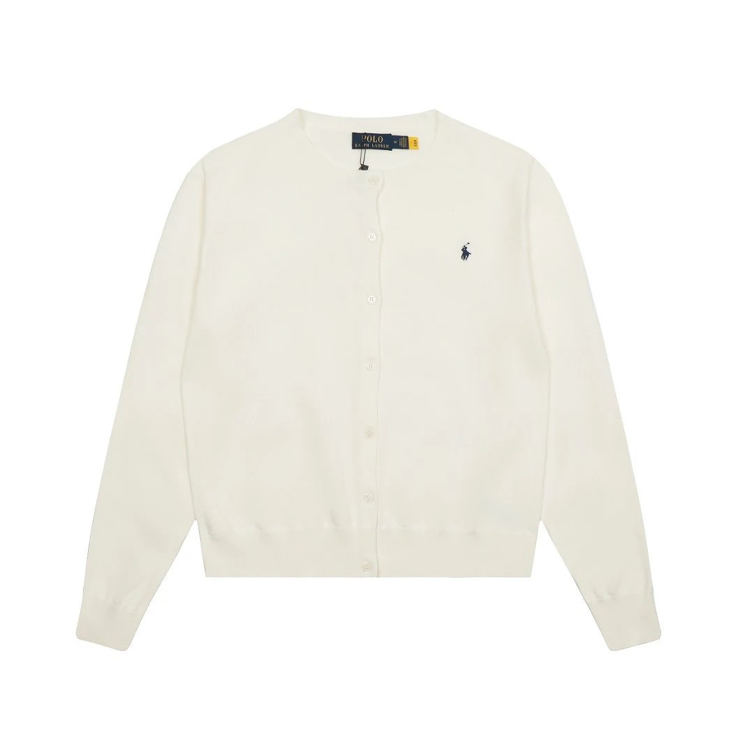 Lightweight Spring Women's Knit Cardigan Crewneck Ecru - Ralph Lauren - Cnfans - $32.26