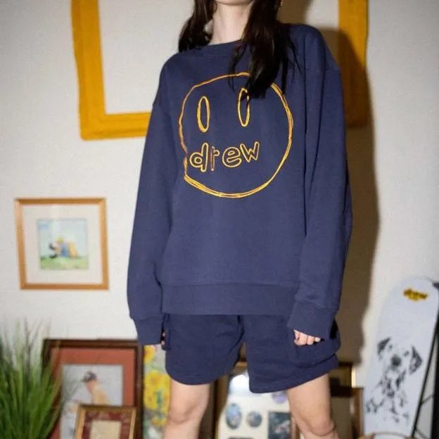 Street Style Smiley Embroidered Sweatshirt Mocha Brown - Gallery Image 12 - Detailed View