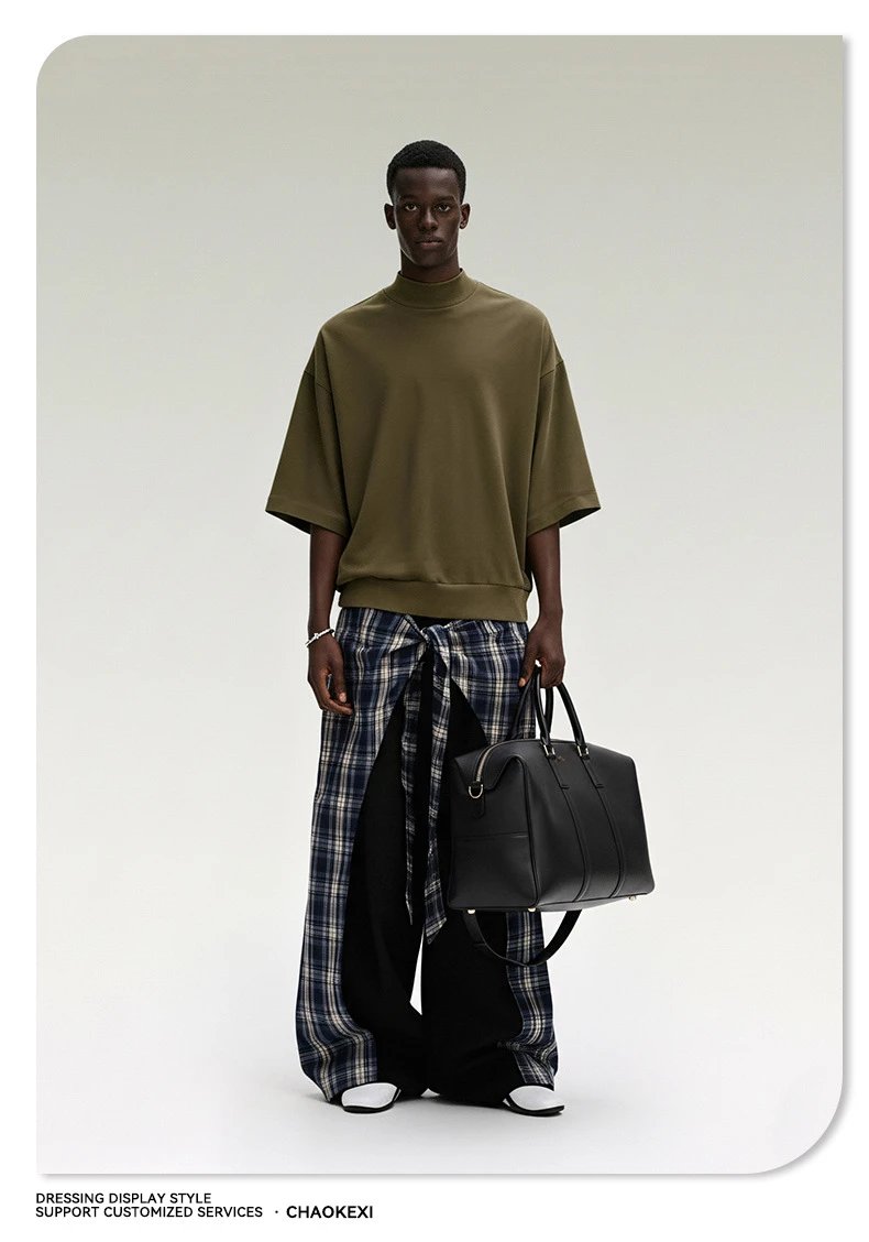 Men's Cotton Boxy Tee Retro Style Top Slate Gray - Gallery Image 7 - Detailed View